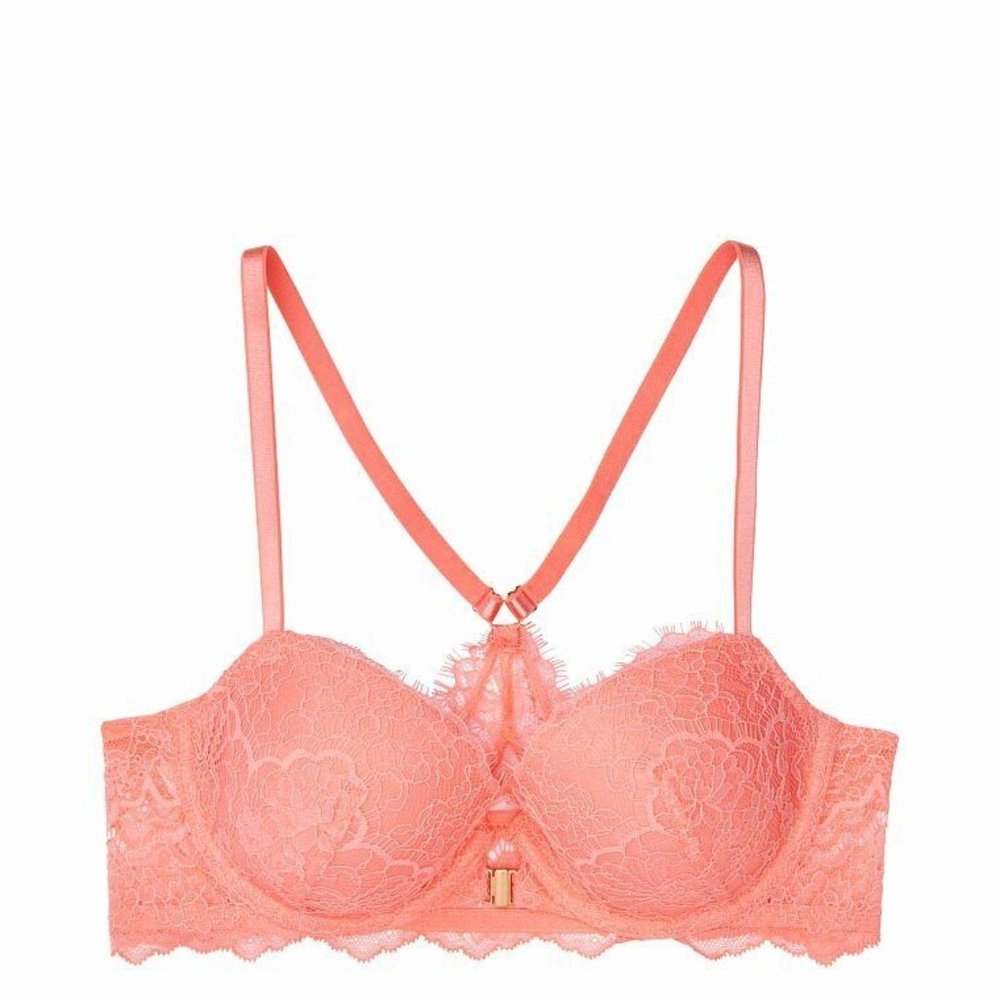 - Victoria Secret Dream Angels Lightly Lined Demi Bra Strawberry Ice 32DDD…